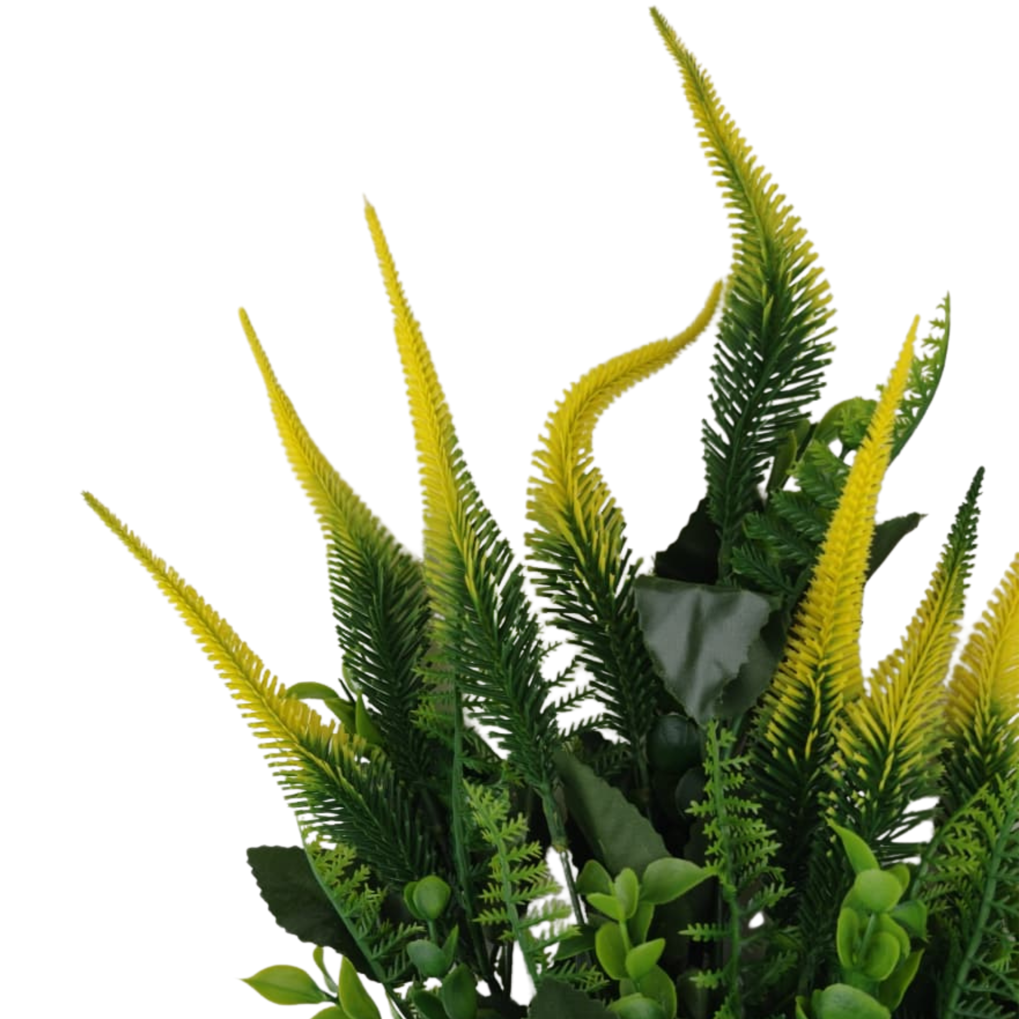Detalle 1 del ramo de astilbe artificial en blanco, verde y amarillo
