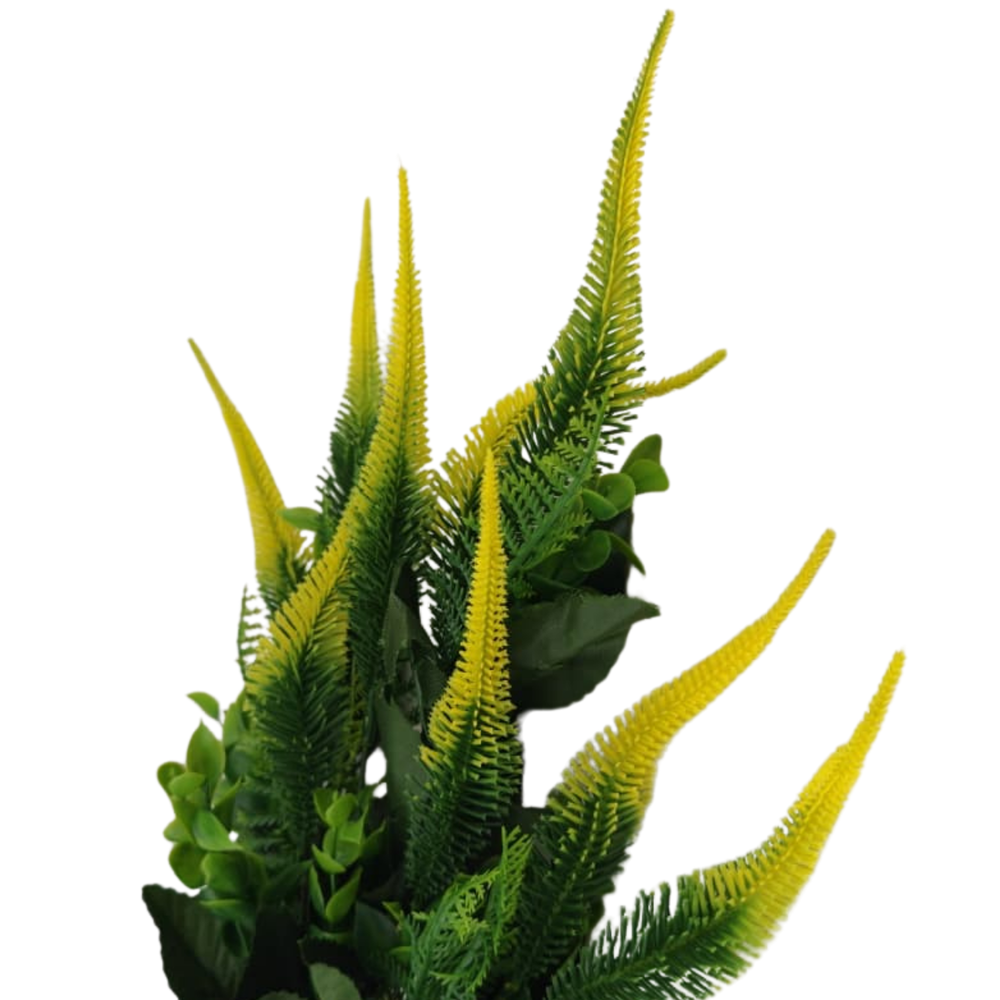 Detalle 2 del ramo de astilbe artificial en blanco, verde y amarillo