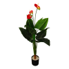 Planta artificial de anthurium con hojas verdes y flores rojas en forma de corazón - FlorYou
