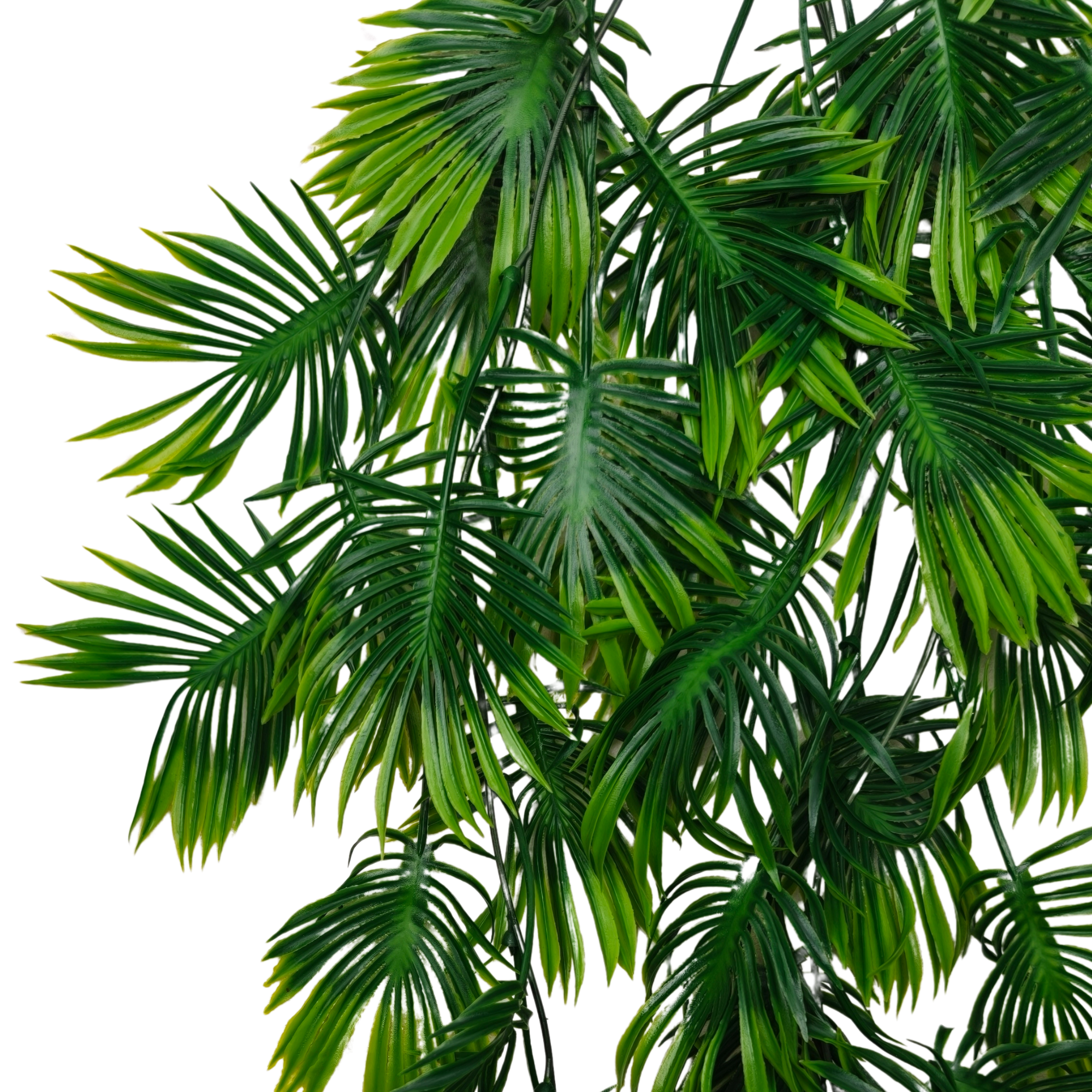 Colgante de hojas de palmera artificial colgado en maceta